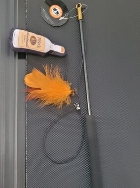 Original TITOS Cat Teaser Wand Toy with Orange Feather Nwt